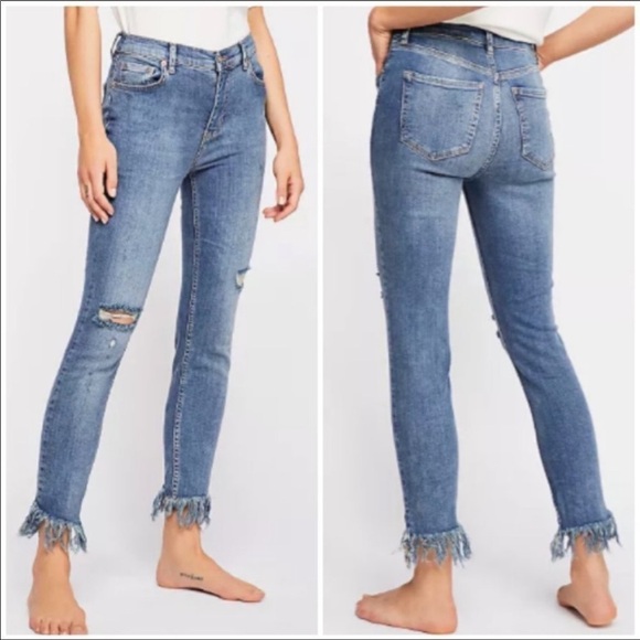 Free People Great Heights Frayed Skinny Jeans Ligh - Picture 5 of 9